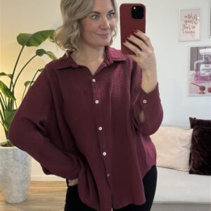 Musselinbluse kurz bordeaux